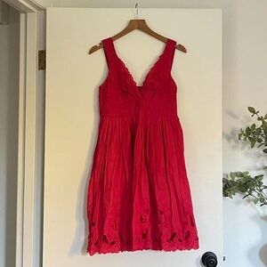 Vintage Cottagecore Red Cotton Dress